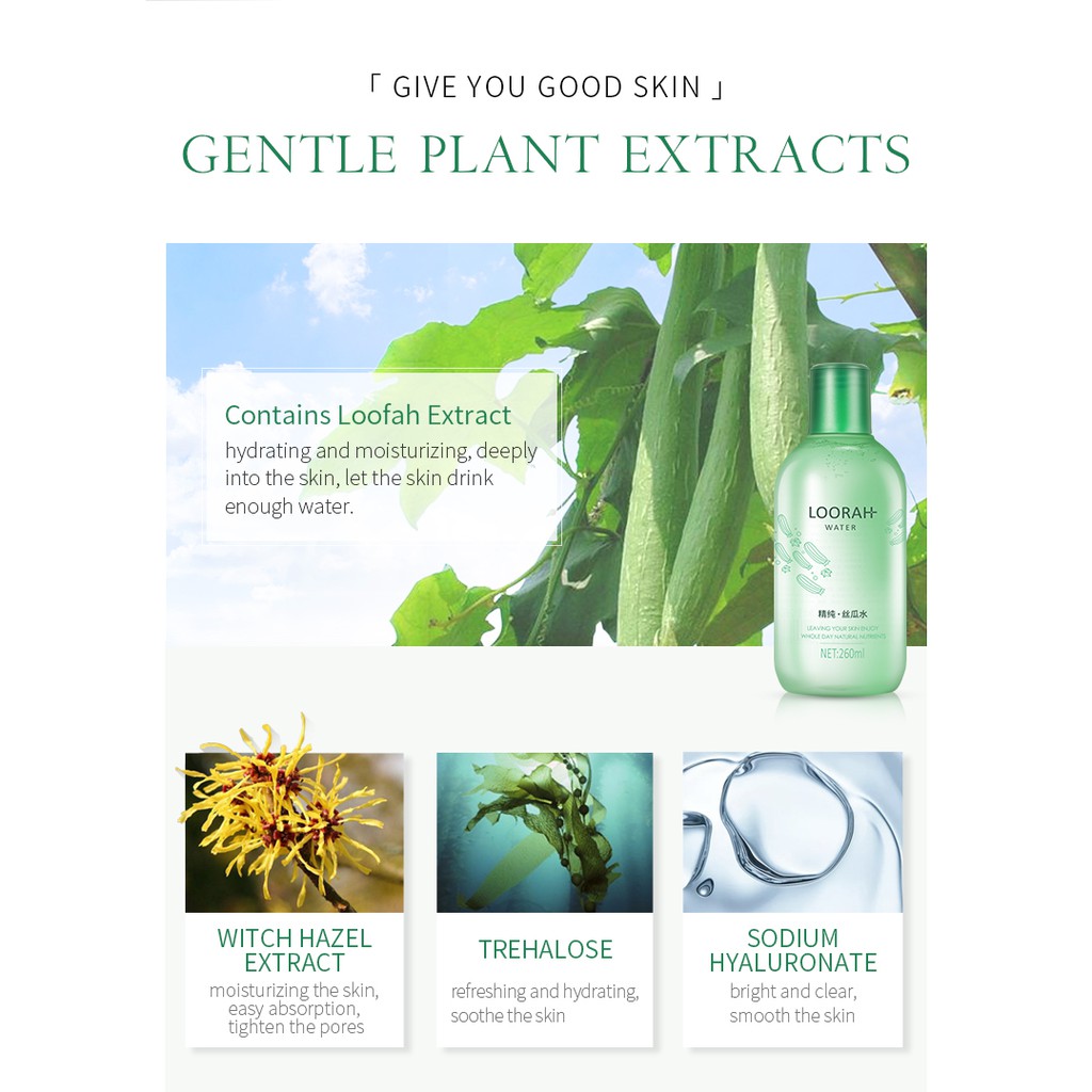 Toner LAIKOU 260ml Tinh Chất Xơ Mướp Dưỡng Ẩm Kiểm Soát Dầu Cho Da Mặt