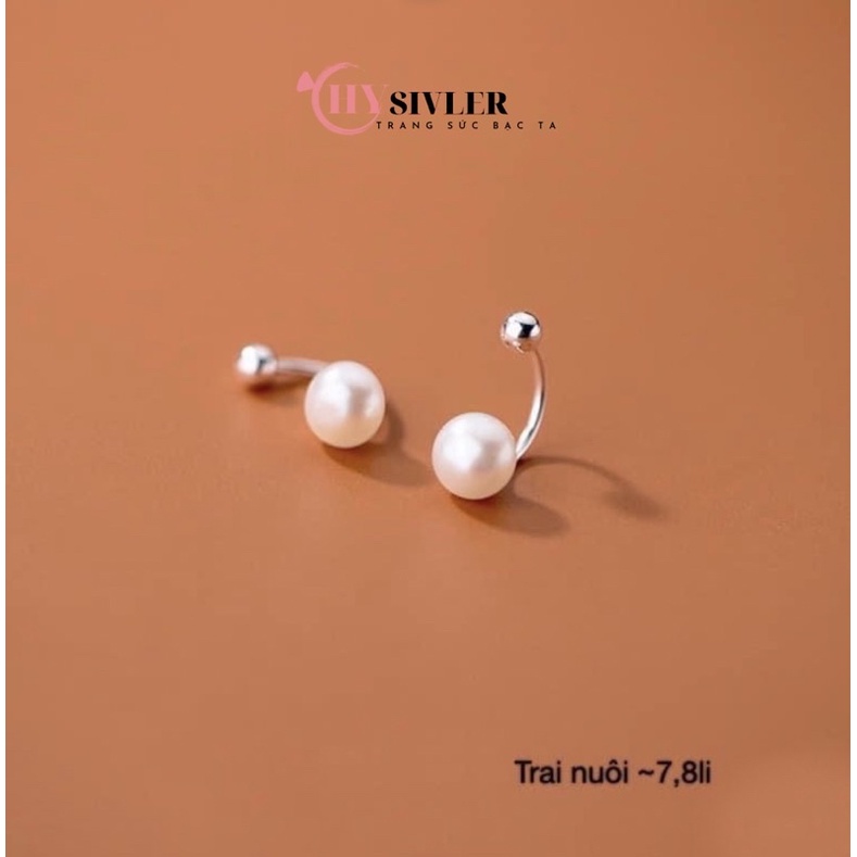 Bông tại bạc ta dạng khoen đính trai đeo được 2 kiểu bông tai nữ bạc ta trai nuôi