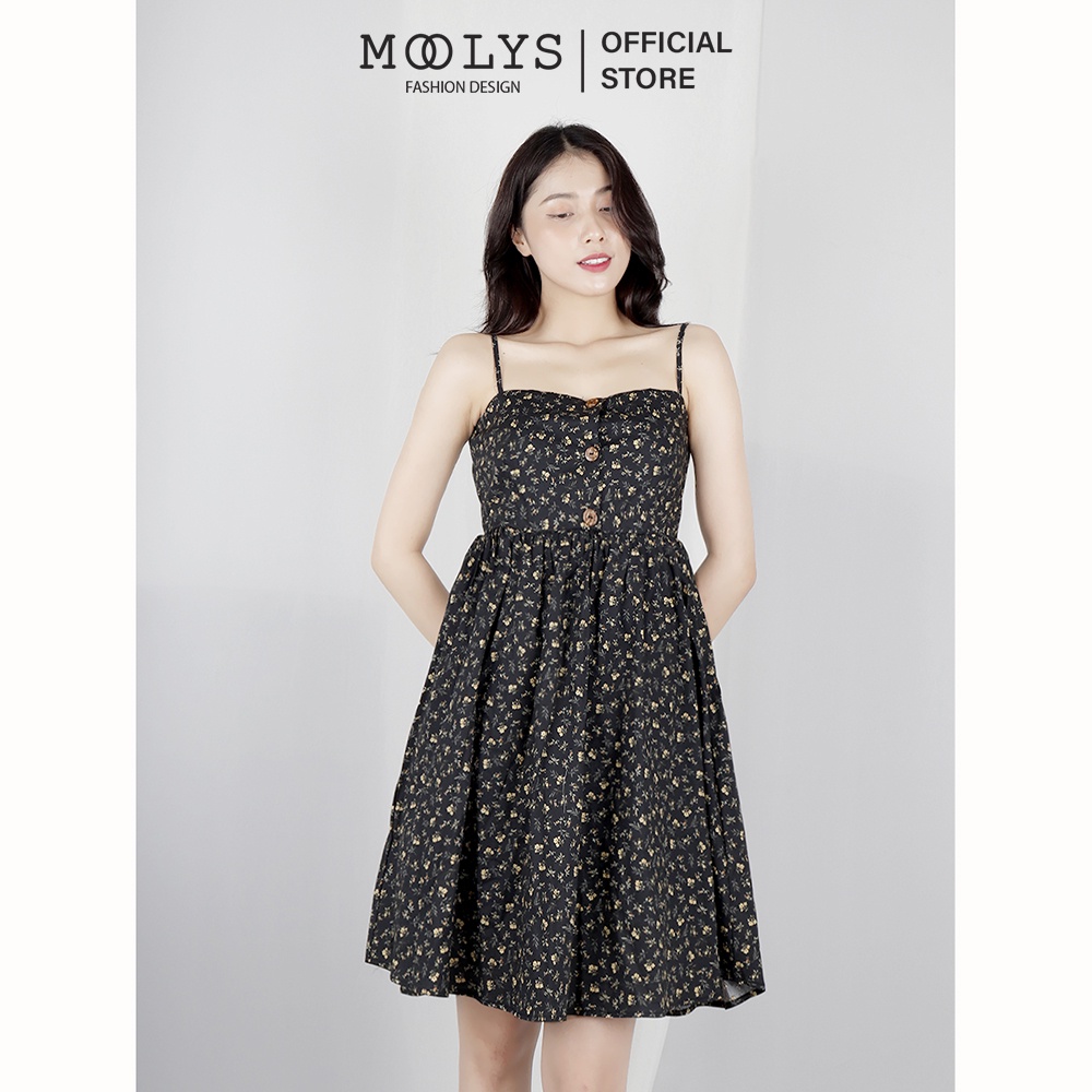 Đầm hai dây thiết kế Moolys dáng baby doll hoa nhí MD012