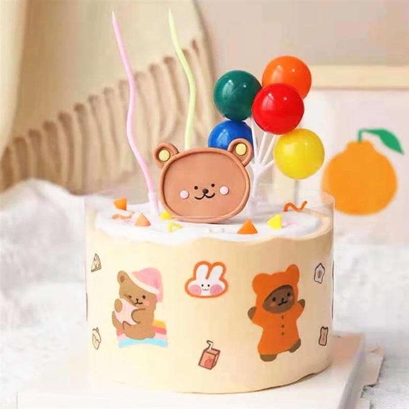 Cây Cắm Trang Trí Bánh Kem Hình Bóng Tròn Nhiều Màu Sắc Bằng Nhựa