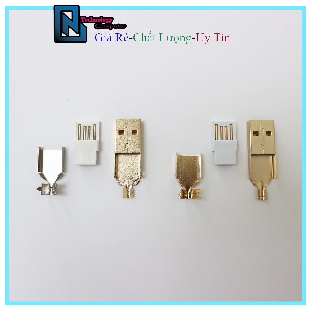 USB A Mạ Vàng Lõi Nhựa Màu Trắng 4 Pin Chịu Dòng Cao Chiều Dài 32MM