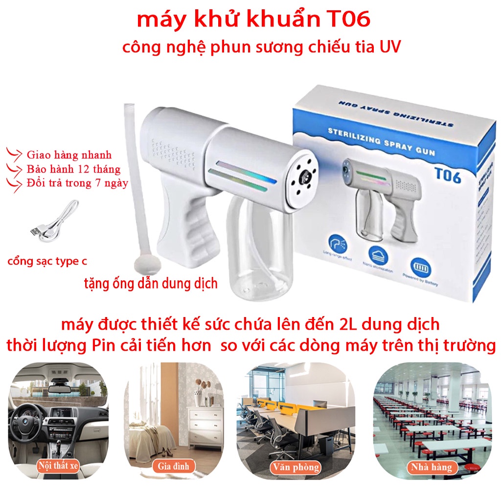 Máy phun sương - máy xịt sát khuẩn, công nghệ Nano chiếu tia UV, tặng sạc typec và dây dẫn dung dịch