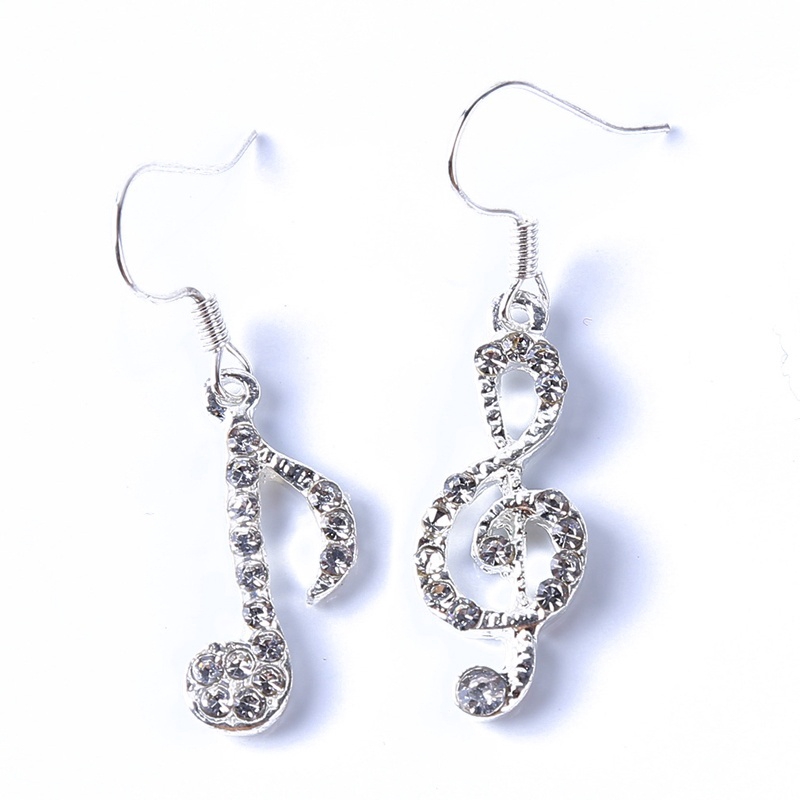 Fashion Creative Earrings Cute Crystal Music Notes Earrings Women Jewelry Accessories