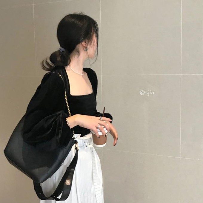 Áo Sơ Mi Tay Dài Cổ Vuông Dáng Ôm Quyến Rũ Trẻ Trung Phong Cách Hàn Quốc Cho Nữ