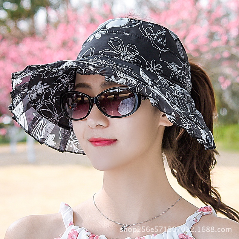 Mũ Chống Nắng Hở Chóp Vành Rộng Thoáng Khí Thời Trang Mùa Hè Cho Nữ