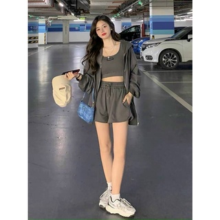 sét bộ đùi 3 món nữ mặc hè siêu dễ thương ( quần đùi;áo khoác áo trong)