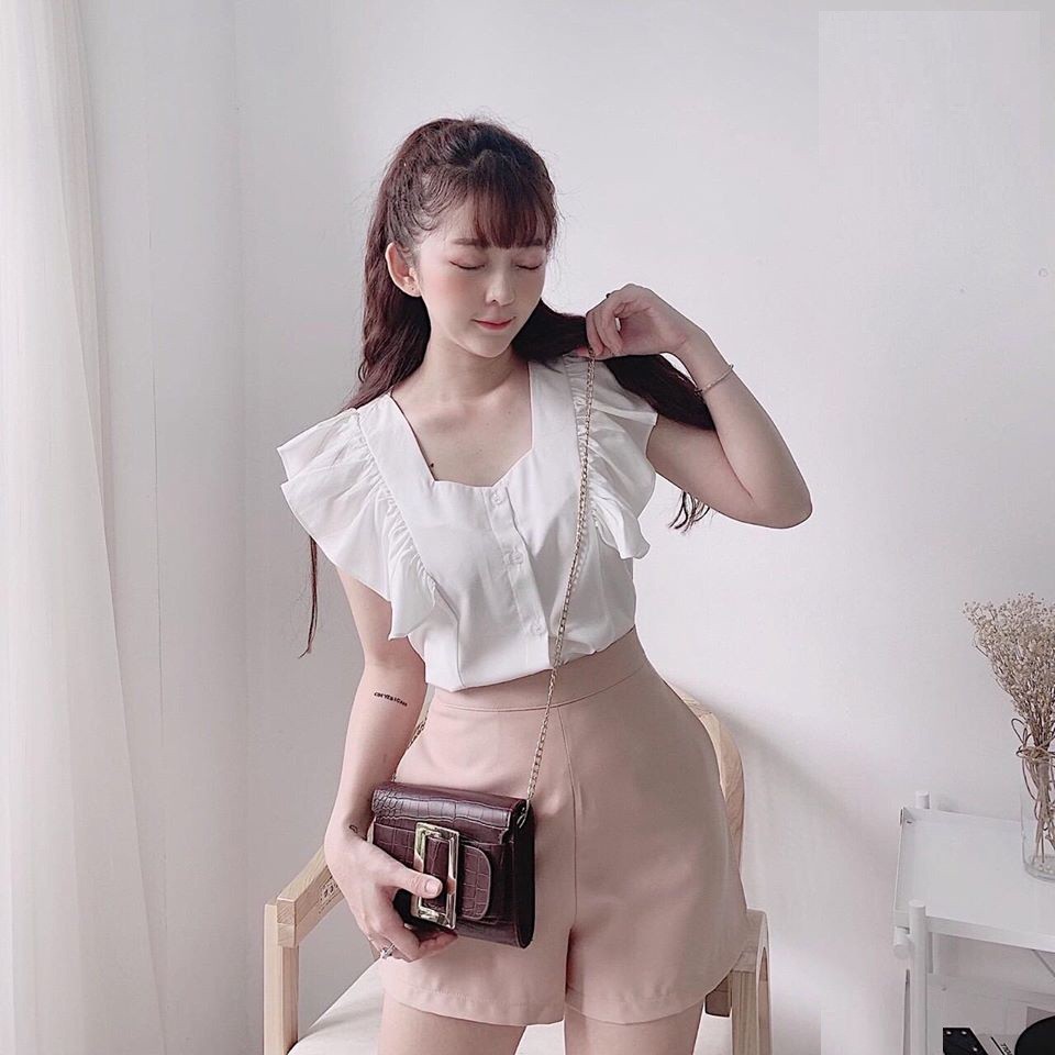 Quần Short Cạp Cao Kéo Khóa VÂN CHÌM Sau Chất Vải Tuyết Mưa Cực Chất