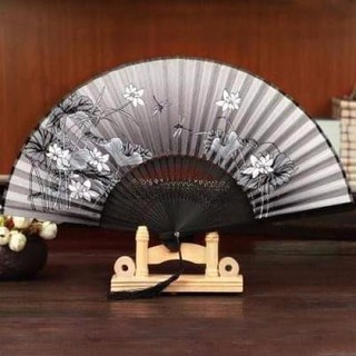 Quạt cổ trang xám phong kiếm
