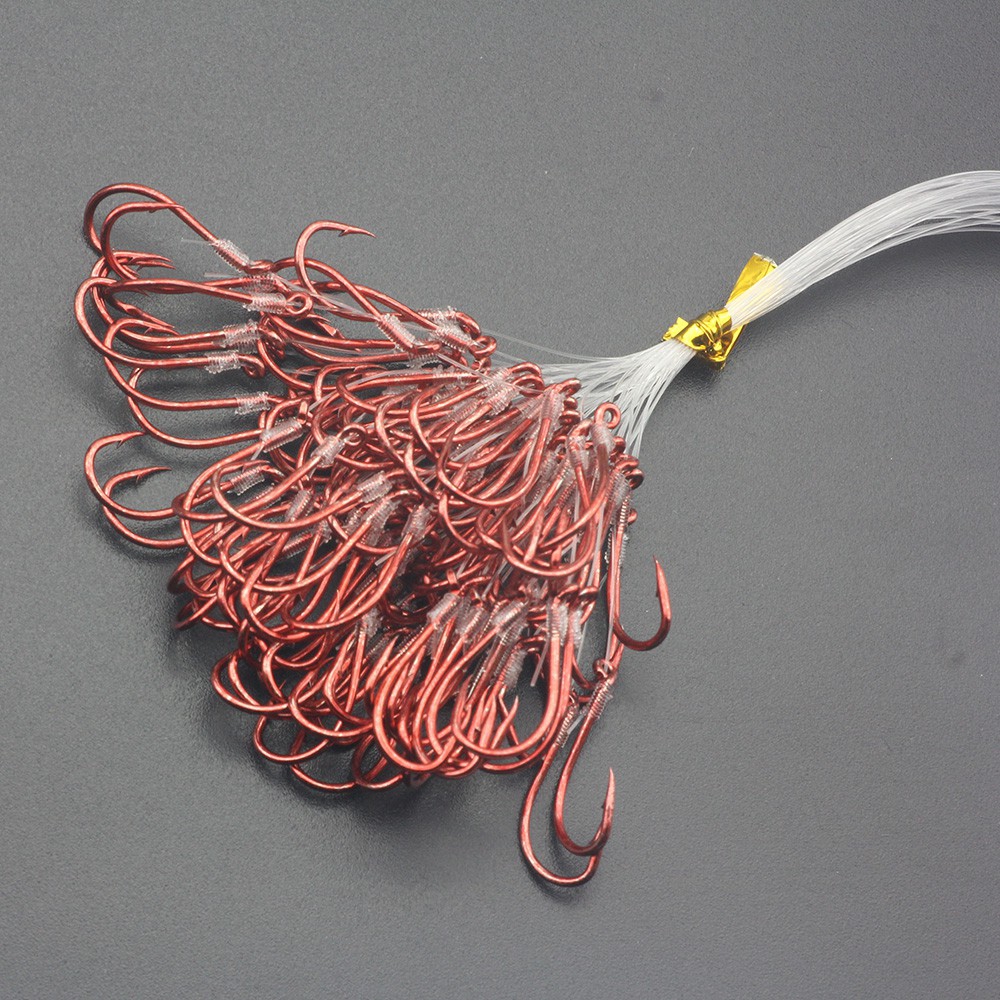 Set 50 lưỡi câu cá SNELLED Hooks sợi nylon dài 75cm# Cần câu cá biển Lake