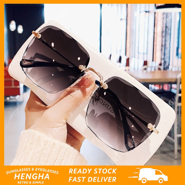 COD Korean Fashion Sunglasses for women Square Design frameless anti uv400 protection glasses