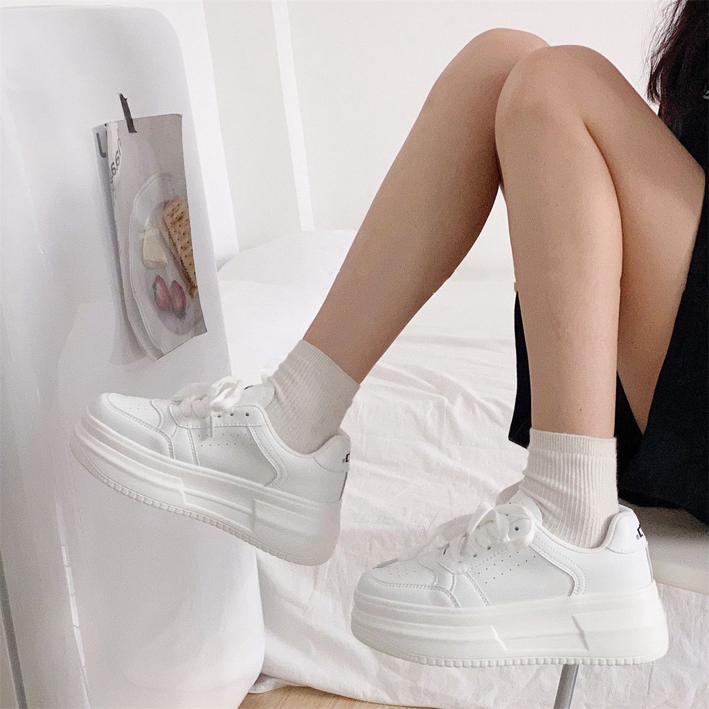 Giày Thể Thao Da Độn Đế Tăng Chiều Cao Thời Trang Mùa Hè