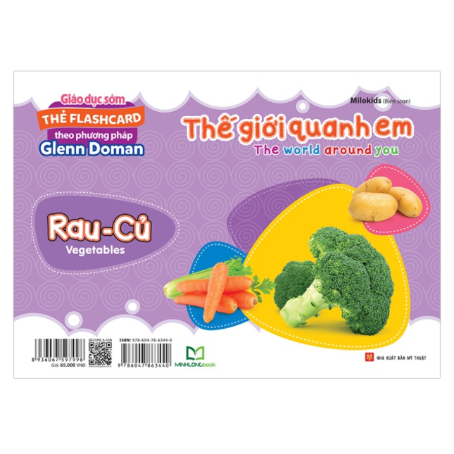 Sách - Thẻ flashcard theo phương pháp Glenn Doman Thế giới quanh em - The world around you - Rau Củ