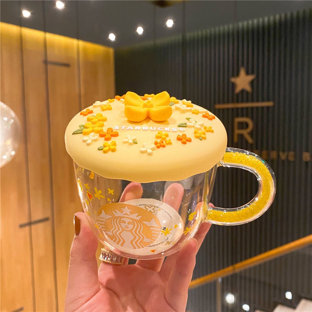 STARBUCKS Ly Nước Starbuck 2020 Kèm Nắp Đậy Hình Hoa Quế Xinh Xắn