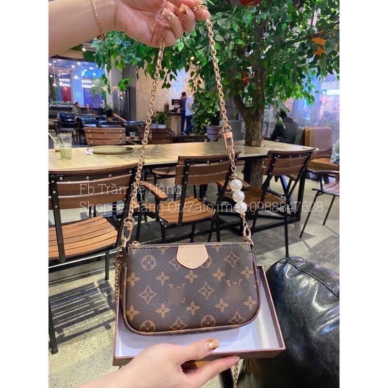 Túi kẹp nách LV dây phối ngọc