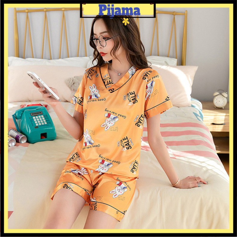 Bộ ngủ nữ pijama cộc tay chất satin đẹp hàng Quảng Châu 2021 - Đồ ngủ đẹp | BigBuy360 - bigbuy360.vn