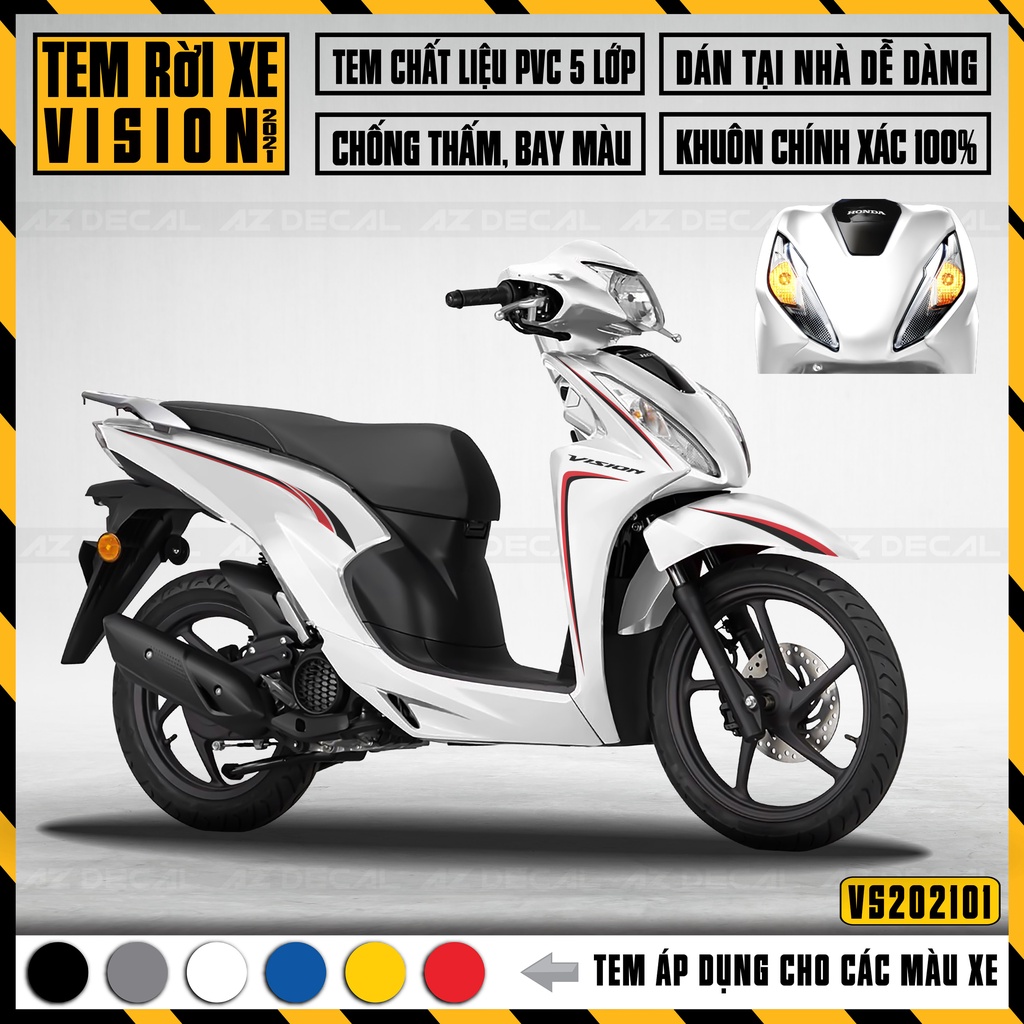 Tem Chỉ Dán Xe Vision 2015-2021 | VS01 | Decal Rời Nhiều Màu, Chất Liệu Chống Nước, Dễ Dán