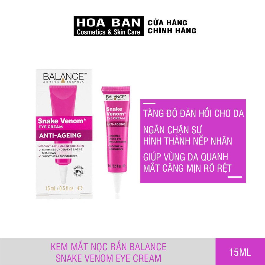 Kem mắt chống lão hóa nọc rắn Balance Active Formula Snake Venom 15ml