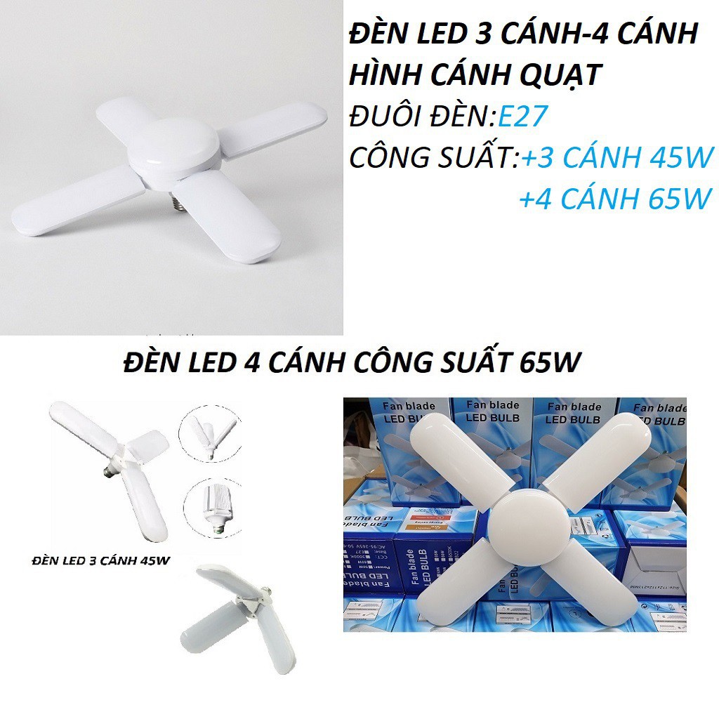 Bóng đèn LED cánh quạt xếp ánh sáng trắng - Bóng đèn led hình 4 cánh quạt 65w siêu sáng - Bảo hành 12 tháng | BigBuy360 - bigbuy360.vn