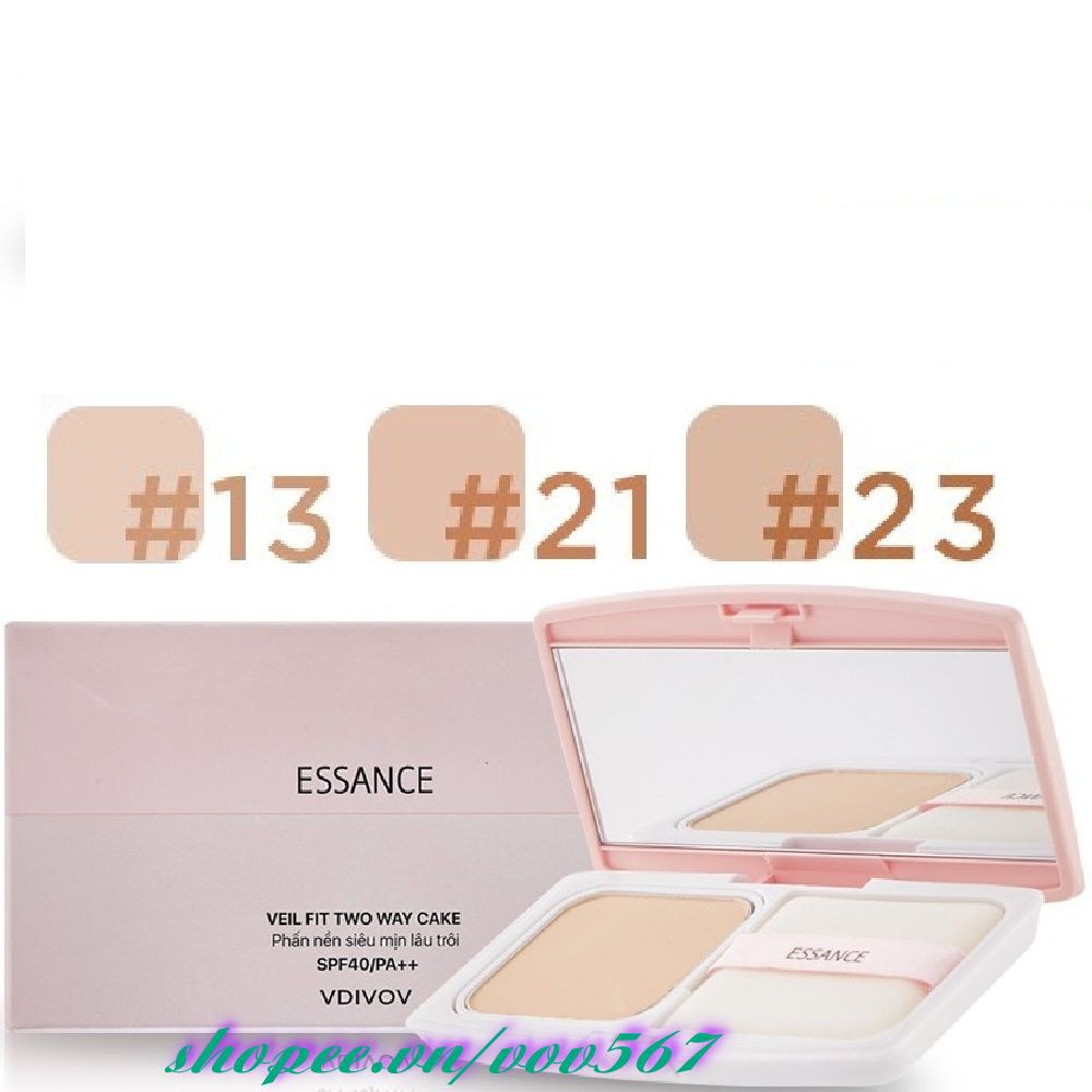 Phấn Nền Số 13 Tông Da Sáng Essance Siêu Mịn Lâu Trôi Veil Fit Two Way Cake Spf40 pa++ Chính Hãng.