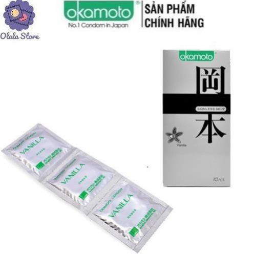 BAO CAO SU OKAMOTO HƯƠNG VANILLA  [ CHÍNH HÃNG NHẬT BẢN] NGỌT NGÀO - HỘP 10 BAO THÊM HƯƠNG VỊ CUỘC YÊU NGỌT NGÀO