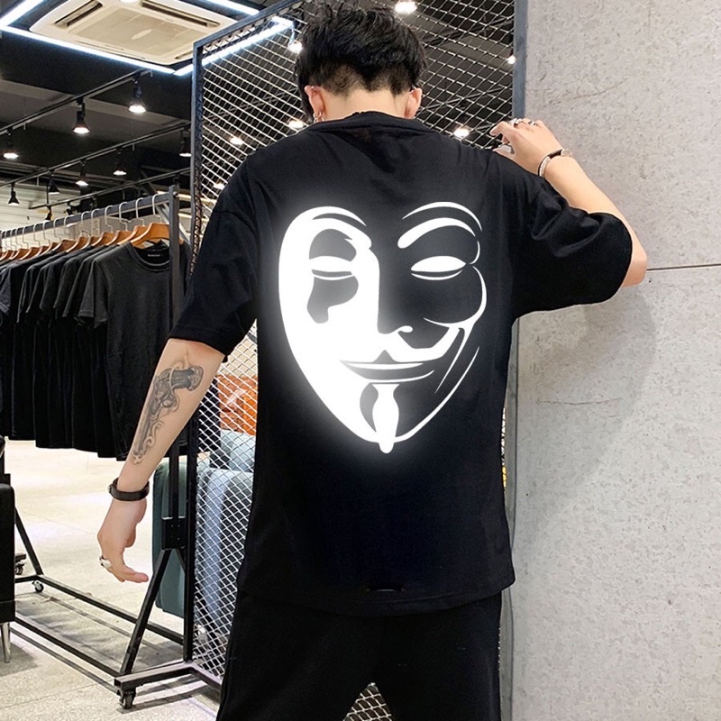 Áo Phông Tay Lửng Đen Anonymous Hacker Nam Nữ Cá Tính Đủ Size