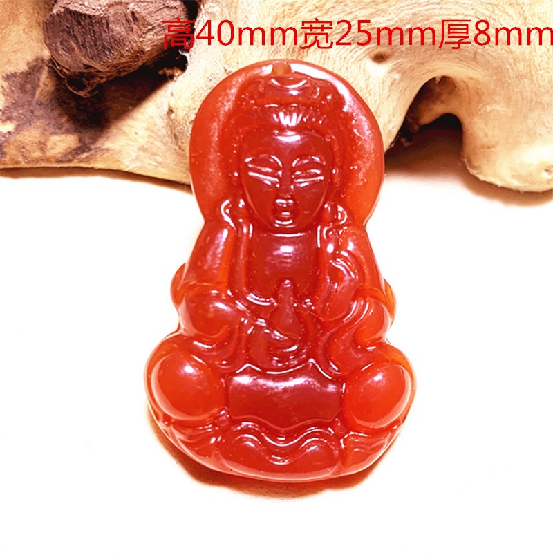 Mặt Dây Chuyền Đá Mã Não Đỏ Phong Cách Phật Giáo Trung Hoa