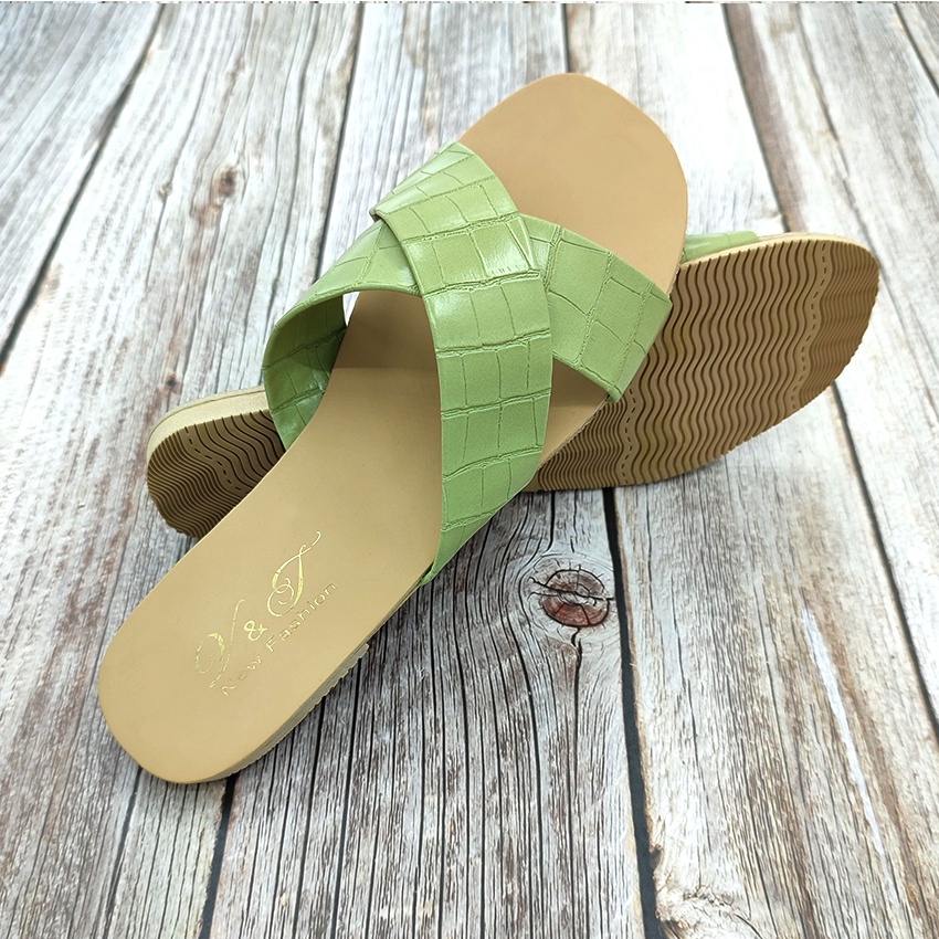 Dép nữ thời trang đi biển Maia - quai ngang đan chéo vân cá sấu phong cách Hàn Quốc MA5862 (nhiều màu)