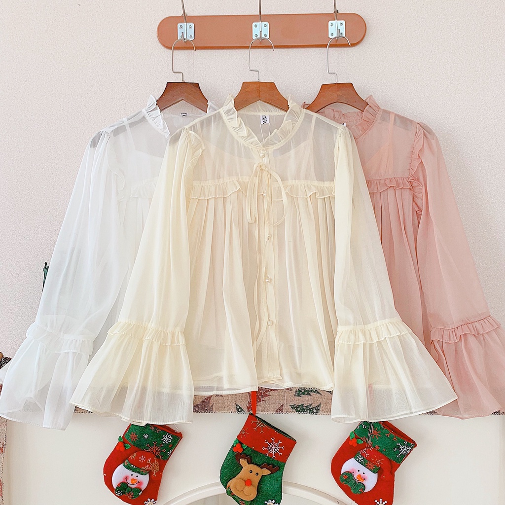 [Mã FAMARAL1 giảm 10K đơn 50K] [ẢNH THẬT] - Áo sơ mi tiểu thư ulzzang 2 lớp - SM09 - jannahouse