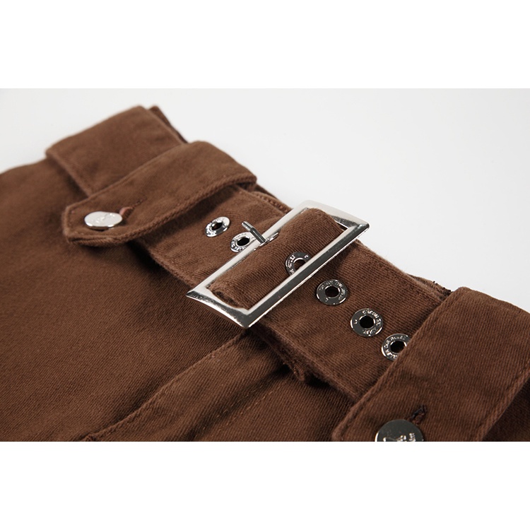 Quần Short Lưng Cao Phối Khóa Thời Trang Đường Phố Cá Tính Cho Nữ