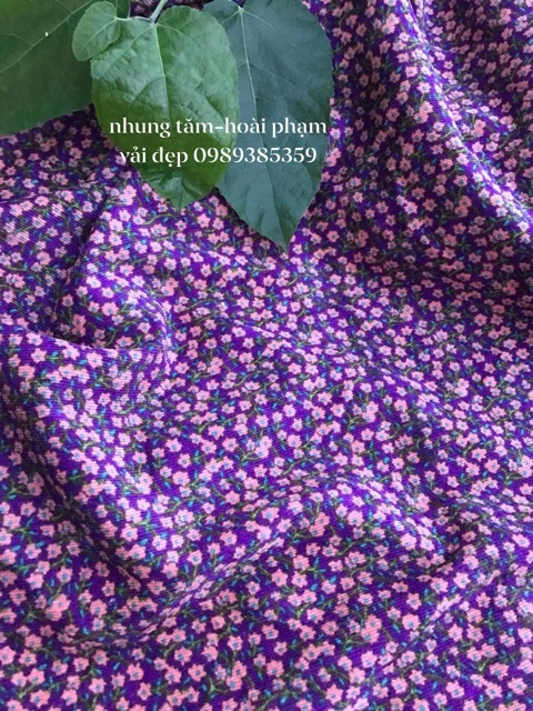 vải nhung tăm hoa nhí vintage