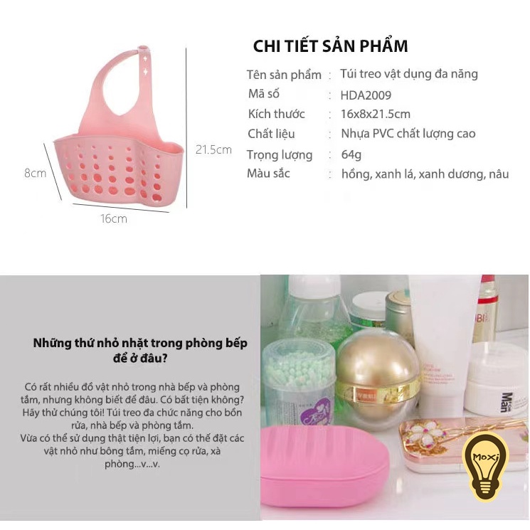 [ HÀNG SẴN ] Giỏ Treo Đựng Vật Dụng Silicone Treo Vòi Nước Bồn Rửa Chén Tiện Dụng Đa Năng MOXI.