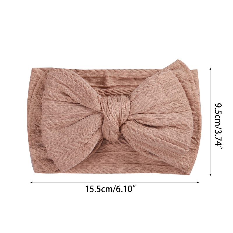 Băng Đô Đan Sợi Nylon Co Giãn Đính Nơ Dễ Thương Cho Bé Gái
