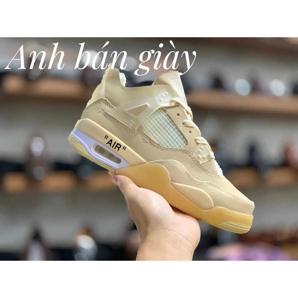 Giày sneaker jd4, giày thể thao jd 4 ba màu kem, trắng xanh thời trang nam nữ full box bill