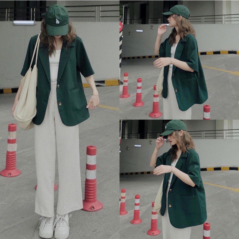 Áo Vest Blazer Nữ Xanh Lá Ngắn Tay Hottrend Áo Khoác Ngoài Cộc Tay Cổ Vest Freesize Phong Cách Hàn Quốc | BigBuy360 - bigbuy360.vn