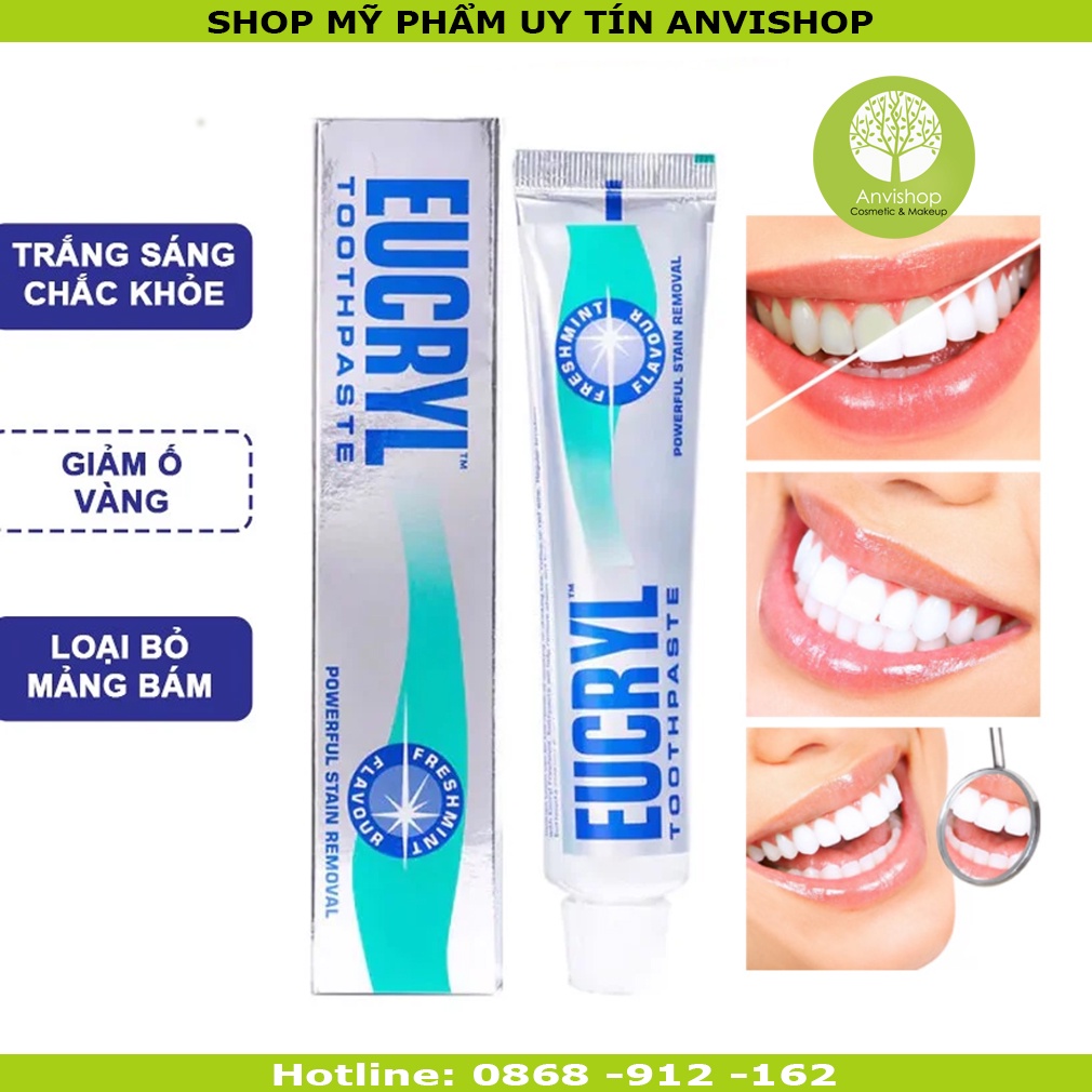 Kem Đánh Răng Tẩy Trắng Eucryl Toothpaste 62g [NHẬP KHẨU CHÍNH HÃNG 100%]