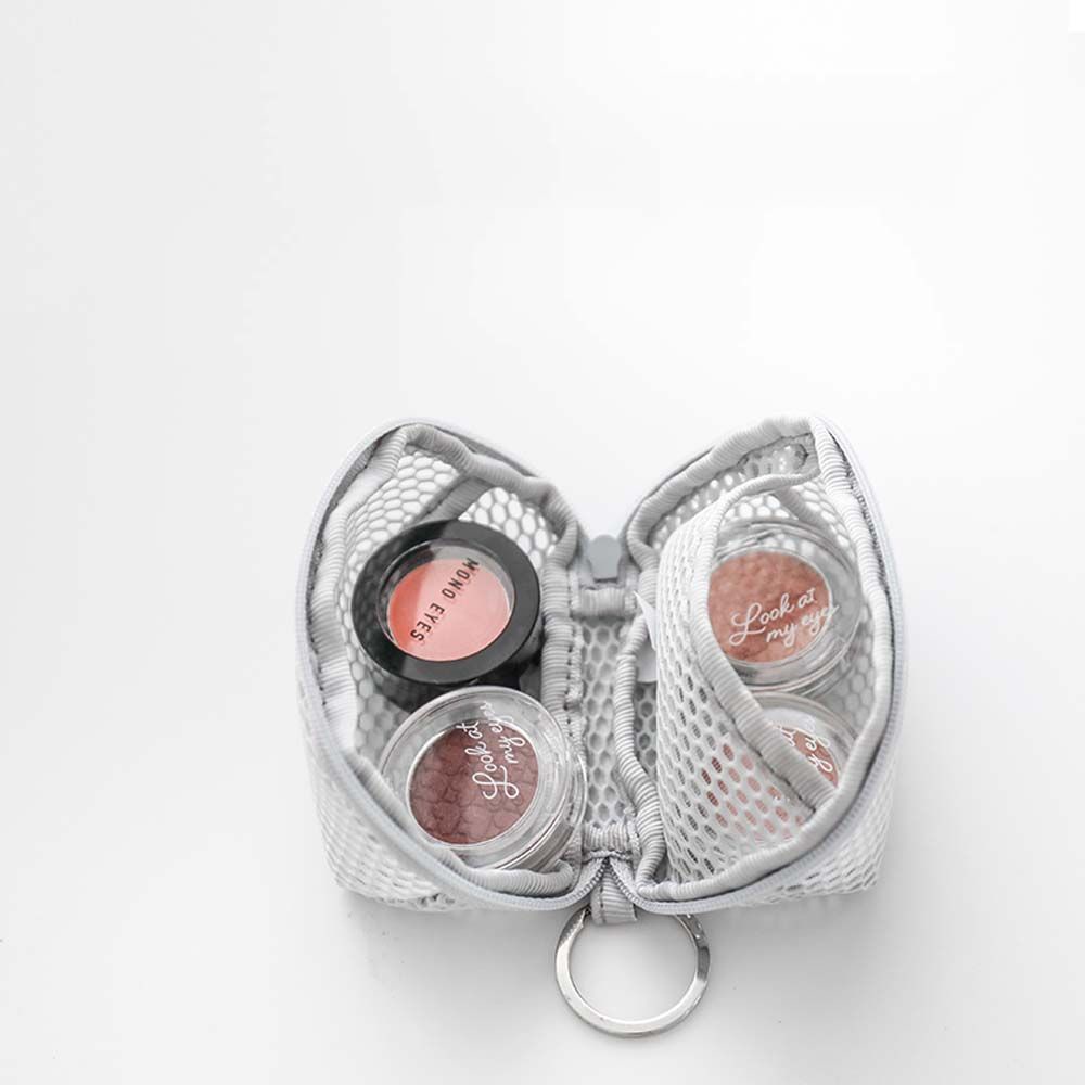 Túi đựng mút trang điểm hình quả trứng mini bằng vải lưới màu trơn thoáng khí VANES1