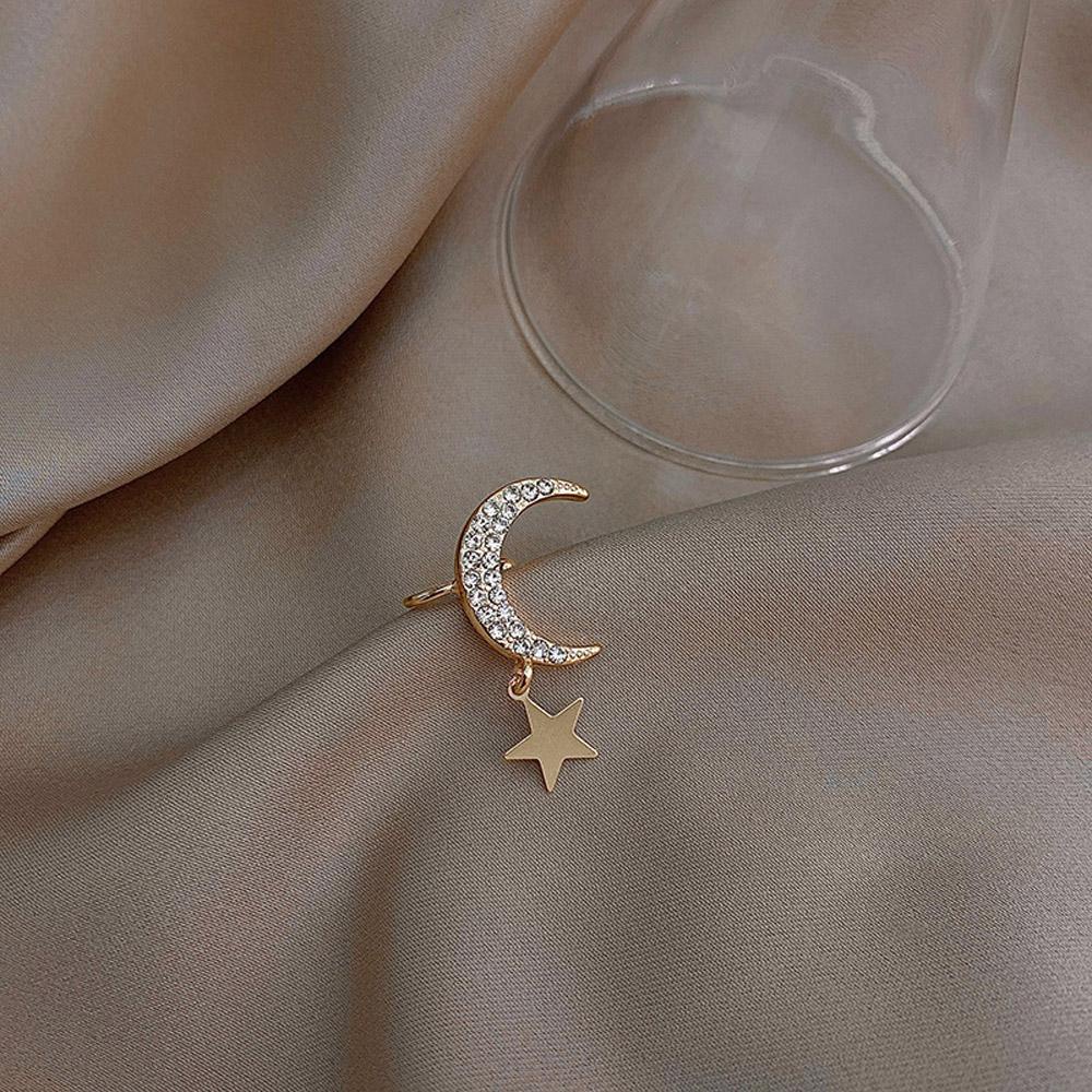 JARRED Khuyên Kẹp Vành Tai Không Xỏ Lỗ Hình Mặt Trăng / Ngôi Sao Thời Trang