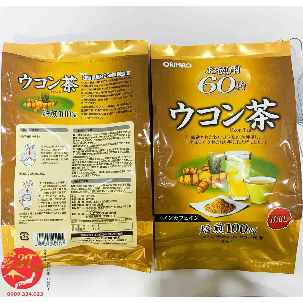 TRÀ NGHỆ GIẢI ĐỘC GAN ORIHIRO (60 TÚI LỌC/ GÓI)-DATE t6/2023