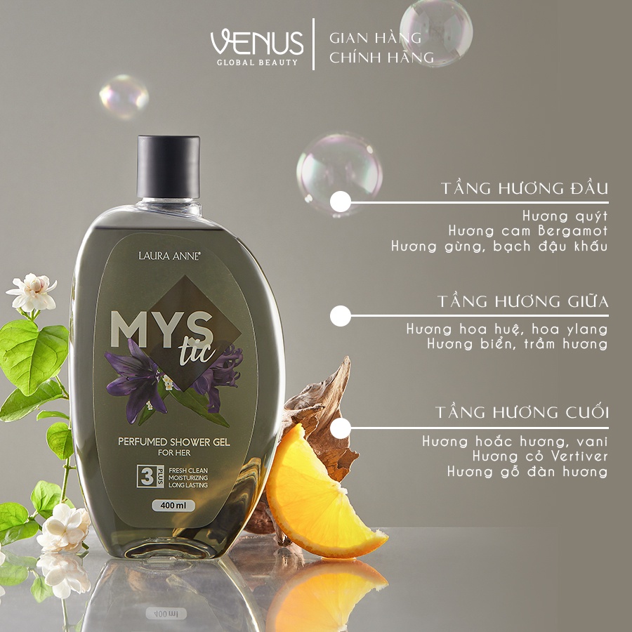 Sữa tắm nước hoa nữ Laura Anne Mystic 400ml chính hãng