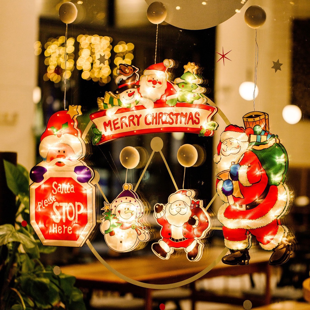 Đèn Led Treo Trang Trí Cây Thông Giáng Sinh Hình Tuần Lộc / Ông Già Noel Có Giác Hút