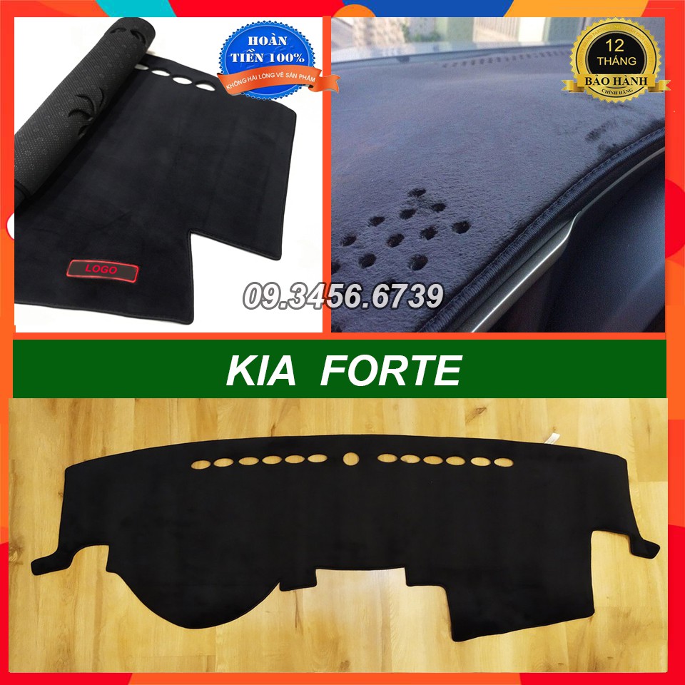 Thảm Taplo Xe Kia Forte 2007 đến 2012 Mẫu Nhung Lông Cừu, Mặt Dưới có Chống Trượt