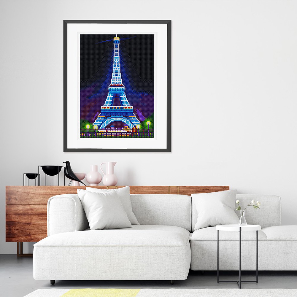 Bộ Tranh Đính Đá Dạ Quang Tự Làm Hình Tháp Eiffel Độc Đáo