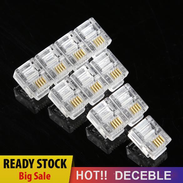 Set 100 Đầu Nối Điện Thoại 4 Pin Rj11 Rj-11 6p4c Chuyên Dụng