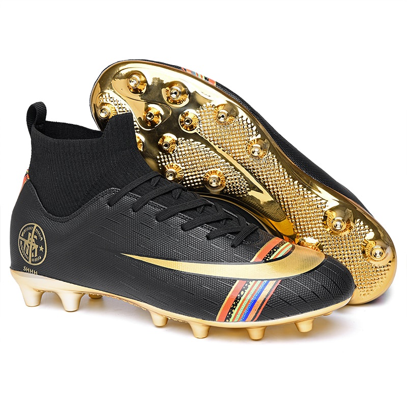 Gold bottom men's soccer shoes indoor sports shoes turf spikes Superfly Futsal direct sales rainbow high help football shoes