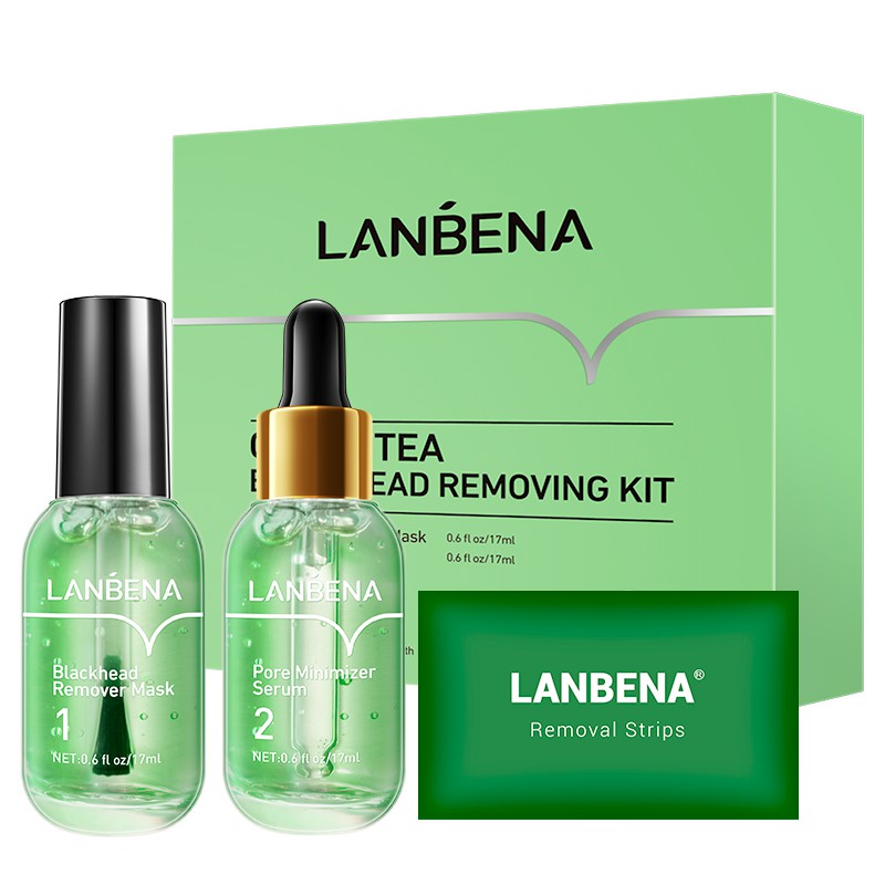 Mặt nạ lột mụn đầu đen/ Serum trà xanh se khít lỗ chân lông LANBENA loại bỏ mụn đầu đen và làm sạch da