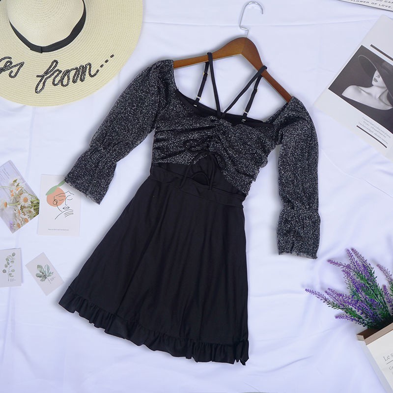 Tủ đựng & Hộp lưu trữÁo tắm một mảnh nước nóng màu đỏ lưới xẻ tà kiểu suối mới của Hàn Quốc với tay dài thướt tha | BigBuy360 - bigbuy360.vn