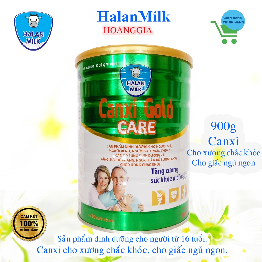 Sữa Canxi Gold Care - Halan Milk - 900gr - Cho xương chắc khỏe, cho giấc ngủ ngon