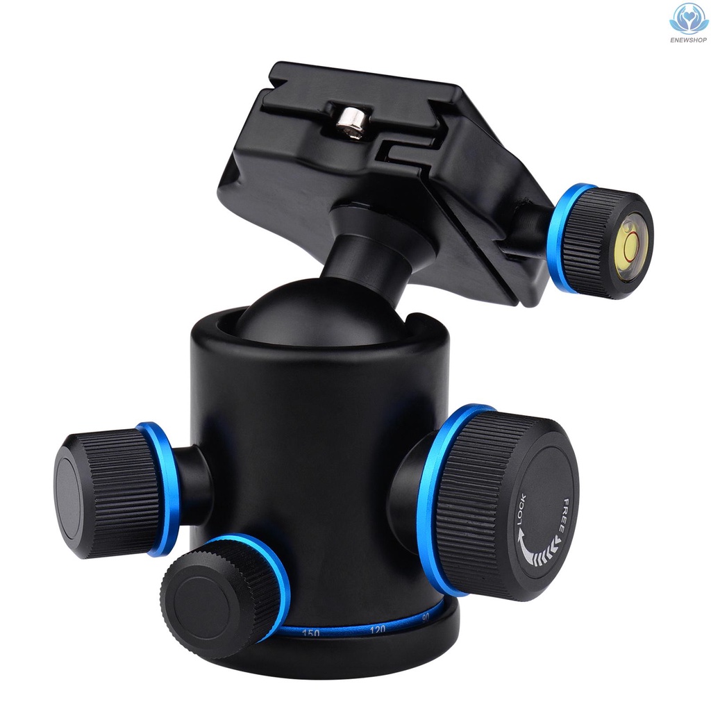 【enew】Andoer Aluminum Camera Panoramic Damper Ball Head Tripod Head 10KG Payload 360° Swivel 90° Flip with Quick Release Plate Scaled Plate Dual Bubble Level Universal 1/4in 3/8in Mounting