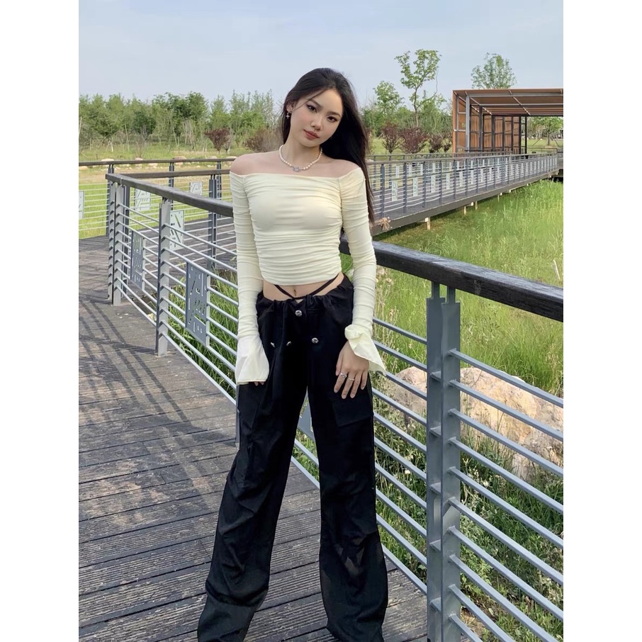 Quần Dài Dáng Rộng Nhiều Túi Màu Sắc Đơn Giản Thời Trang Mùa Xuân Cho Nữ