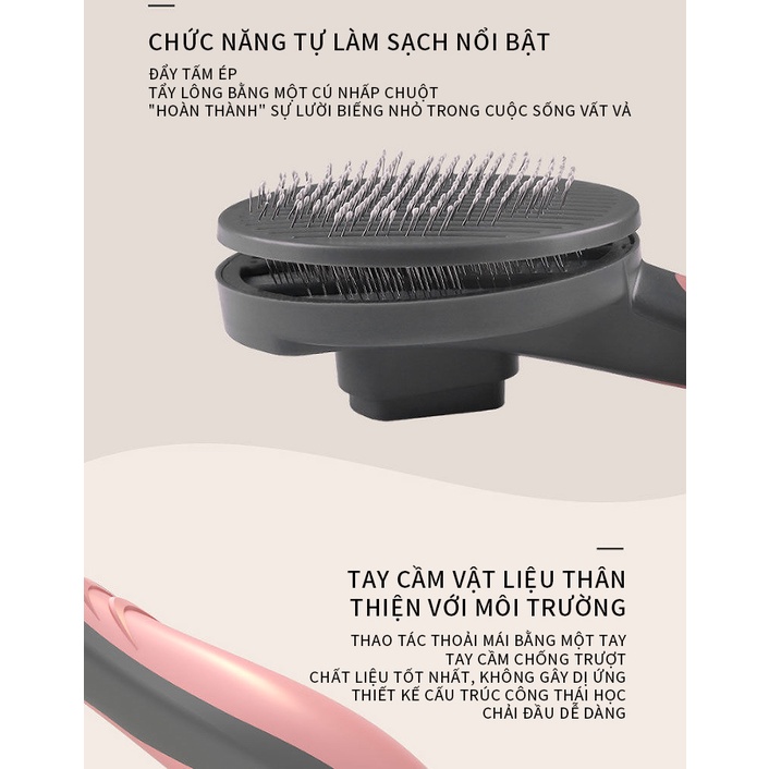 [HCM] PAKEWAY T9 Lược chải lông chó mèo cao cấp - cải tiến nút bấm lấy lông thừa dễ dàng-[CW-ST9]